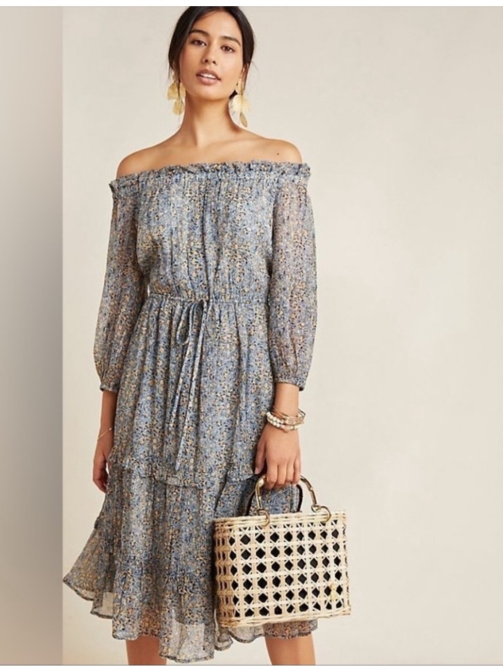 Anthropologie Kira Off-The-Shoulder Peasant Dress. Size 14.